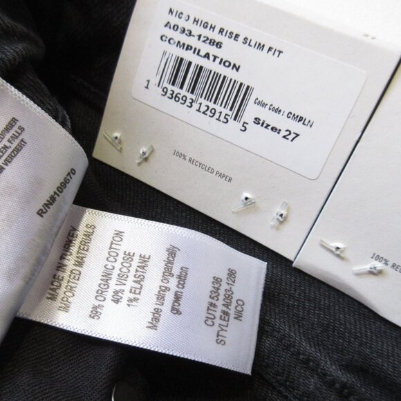 NWT AGOLDE Nico High Rise Slim in Compilation Black Stretch Jeans 27 $158 - Picture 7 of 10